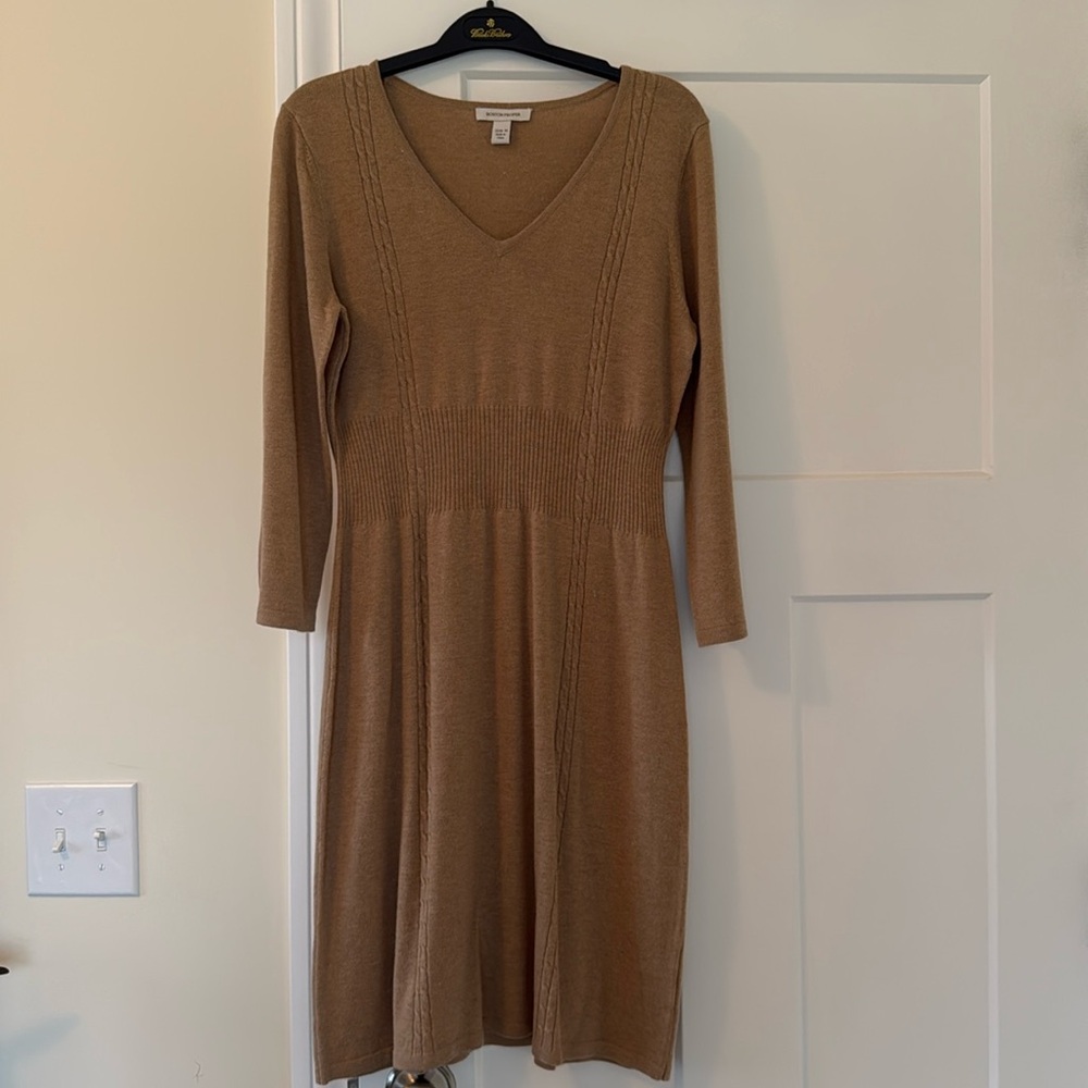 Boston Proper tan knit dress M NWOT